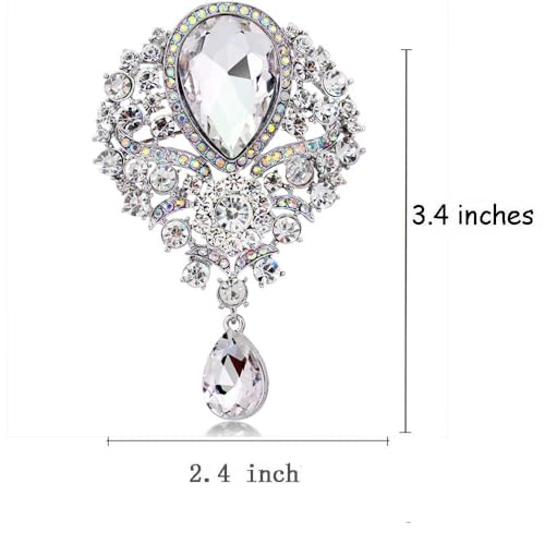 Ezing 4 Pieces Lot Large Big Silver Gold Plated Assorted Crystal Rhinestones Brooch Pins Set - color: B