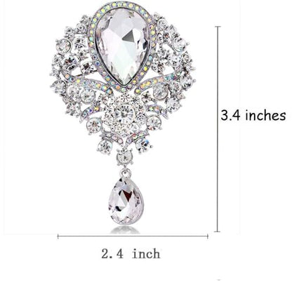 Ezing 4 Pieces Lot Large Big Silver Gold Plated Assorted Crystal Rhinestones Brooch Pins Set - color: B