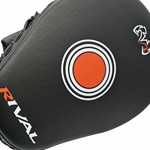 RIVAL Boxing RAPM Pro Punch Mitts - Padded Finger Protector, Pre-Curved, High-Density, Impact-Resistant Foam, and Airflow System - color: Black