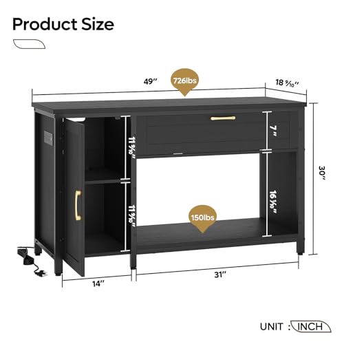 Bestier 55-75 Gal Fish Tank Stand with Power Outlet & LED Light, Black | RGB Led 22 Modes, Storage Cabinet With 3-Level Adjustable Shelf, Pull-Out Drawer, 37X18 In, 726Lbs Capacity, 4 Leveling Feet - size: 55-75 Gallon