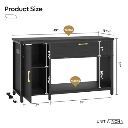 Bestier 55-75 Gal Fish Tank Stand with Power Outlet & LED Light, Black | RGB Led 22 Modes, Storage Cabinet With 3-Level Adjustable Shelf, Pull-Out Drawer, 37X18 In, 726Lbs Capacity, 4 Leveling Feet - size: 55-75 Gallon