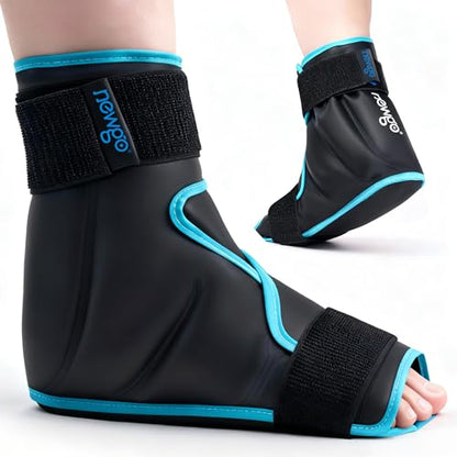 NEWGO Foot Ice Pack Wrap for Plantar Fasciitis Relief, 360° Full Coverage Reusable Gel Ice Boot for Heel & Ankle Pain, Cold Compression for Swelling, Achilles Tendonitis & Ankle Sprain- Black - color: Black