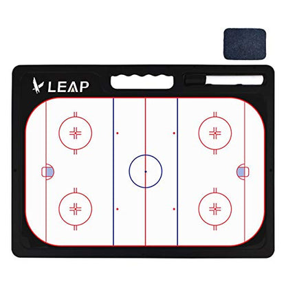 LEAP Coach Board Premium Tactical Clipboard Two Sides with Full & Half Court Dry Erase Marker Board for Basketball, Baseball, Soccer, Football, Hockey - color: Ice Hockey