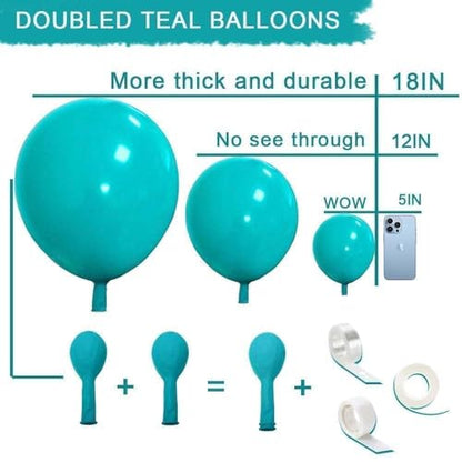 Teal Balloons Turquiose Double Stuffed Balloon Garland Arch Kit Latex Different Sizes For Birthday Baby Shower Dolphin Mermaid Engagement Anniverasry Party Decoration | Turquiose Teal Blue Balloon Garland Kit For Birthday Baby Shower Dolphin Engagement An