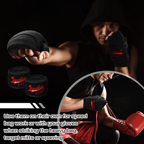 Lenwen 10 Pairs 120 Inch Boxing Hand Wraps for Gloves Elastic Mexican Style Boxing Inner Gloves Muay Thai MMA Wrist Wraps for Men Women Youth Kickboxing Boxer Beginner Training - color: Black