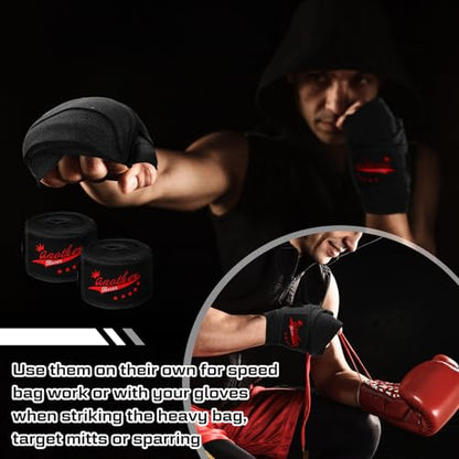 Lenwen 10 Pairs 120 Inch Boxing Hand Wraps for Gloves Elastic Mexican Style Boxing Inner Gloves Muay Thai MMA Wrist Wraps for Men Women Youth Kickboxing Boxer Beginner Training - color: Black
