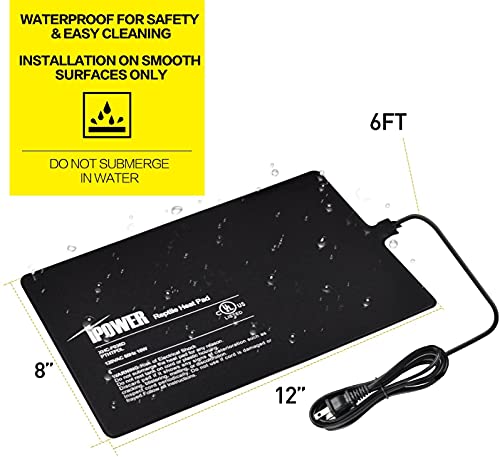 iPower 8 by 12-Inch 16W Reptile Heat Mat, Under Tank Warmer Terrarium Heat Pad for Turtles Lizards Frogs and Other Small Animals, Multi Sizes - size: 8" x 12", style: Heat Pad