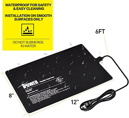 iPower 8 by 12-Inch 16W Reptile Heat Mat, Under Tank Warmer Terrarium Heat Pad for Turtles Lizards Frogs and Other Small Animals, Multi Sizes - size: 8" x 12", style: Heat Pad