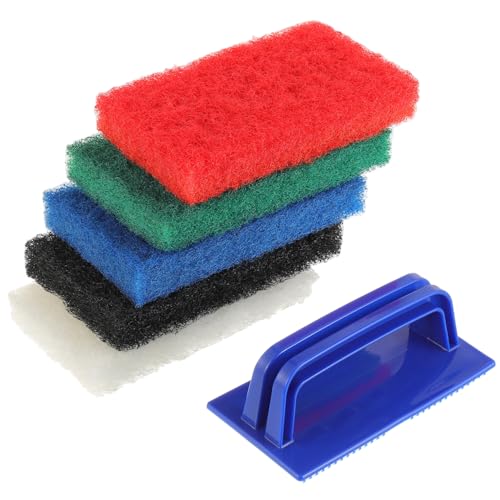 5 Pack Electric Cleaning Brush Pad Kitchen Bathroom Household Cleaning Pad Swimming Pool wall Cleaning Brush Heavy Duty Griddle Scrubber Scouring Pad and 1 Pack Handle kit(Multicolor) - color: Mix Color