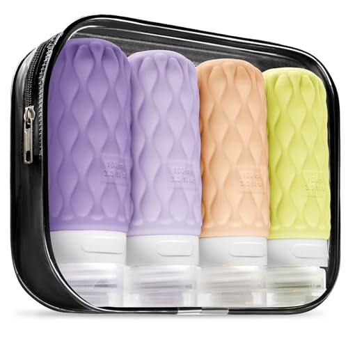 3.4oz Silicone Travel Bottles for Toiletries Refillable Liquid Accessories - color: Pastel Bloom-3.4oz