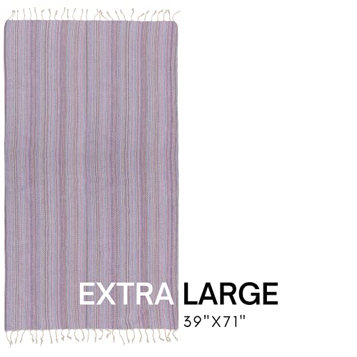 BAY LAUREL Turkish Beach Towel with Travel Bag 39 x 71 Quick Dry Sand Free Lightweight Large Oversized Towels Light - color: Purple Mix