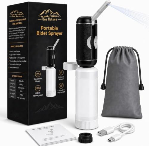 Travel Bidet, Portable Bidet Sprayer ONE NATURE 500mL/m IPX6 Waterproof Electric High Pressure Handheld Bidet Sprayer USB-C Rechargeable for Women Men Baby Bidet Peri Bottle Postpartum Clean (Black) - color: Black