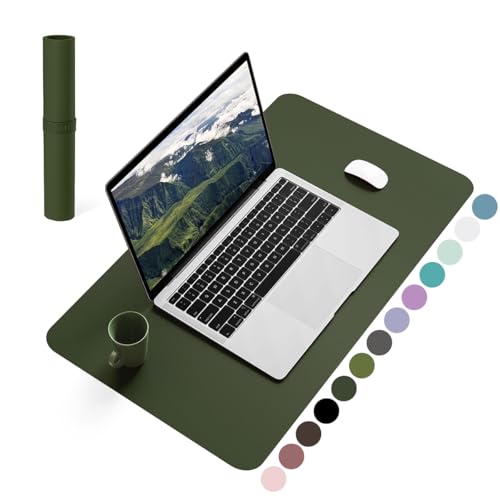 YSAGi Non-Slip Leather Desk Pad, Waterproof Laptop Computer Desk Keyboard Mat, Table Protector Blotter Mat, Large Mouse Pad for Office/Work/Home/Decor(Olive Green, 23.6" x 13.7") - color: Olive Green, size: 23.6" x 13.7"