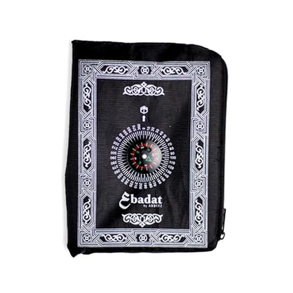 ABDEEZ Portable Travel Prayer Mats | Compass, Weights (Keeps mat in Place), and Pouch, Pocket Size (Single Pack) (Black) - color: Black