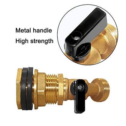 Joywayus Brass Water Container/Rain Barrel Spigot Kit 3/4" Threaded | Quarter Turn Ball Valve, 3/4" Female to 1" Male Bulkhead Fitting, Water Tank Connector, Fit for Garden Hose - style: Style 2