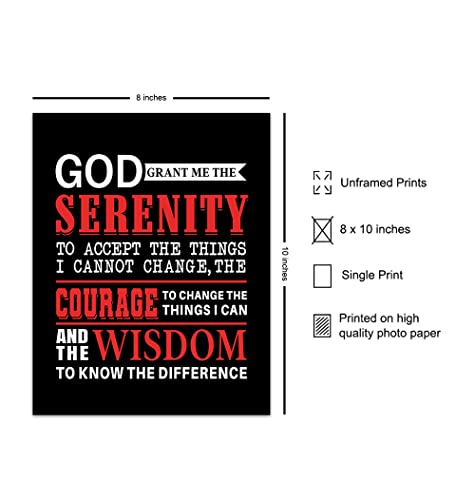 Serenity Prayer Wall Art Print - AA Recovery Poster 8x10 Unframed | Serenity Prayer Wall Decor, Recovery Gift Ideas, Sobriety Gifts For Women, Twelve Step Program Art, Addiction Recovery Decor