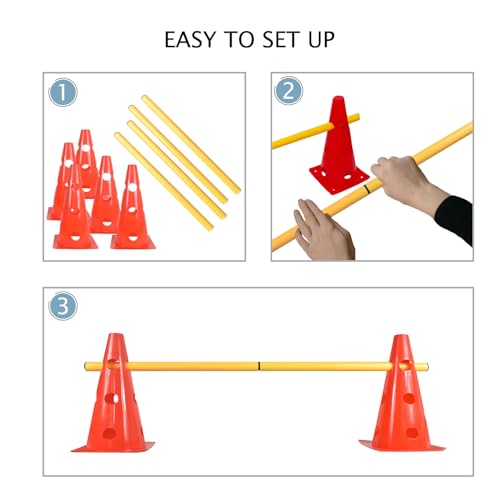 TNZMART Dog Agility Hurdle Cones Pet Jump Training Set Dog Agility Course Backyard Set Adjustable Obstacle Training Set (Orange, 6 Sets) - color: Orange