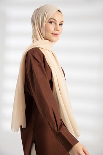 Chiffon Hijab Scarf For Women - Made in Turkiye - color: Beige