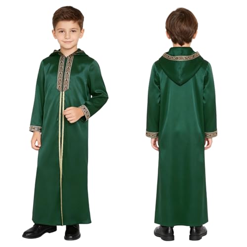 Kids Boys Thobe Muslim Prayer Clothes Saudi Dubai Robe Kaftan Zipper Dishdasha Islamic Eid Ramadan Outfits - color: Lake Blue, size: 6