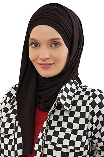 Aisha's Design Instant Hijab Scarves for Women, 95% Cotton Pretied Bonnet Turban Easy to Wear Cotton Headscarf - color: Black