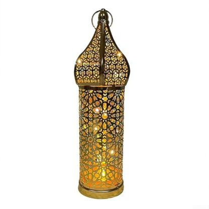 Moroccan Style Hollow Iron Lantern For Ramadan Festival Decoration With Ornamental Light Feature For Home Use (L)