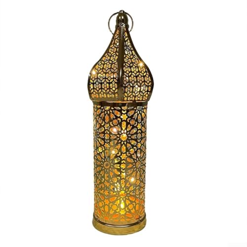 Moroccan Style Hollow Iron Lantern For Ramadan Festival Decoration With Ornamental Light Feature For Home Use (L)