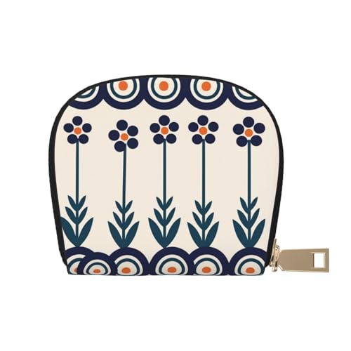 Polish Blue RFID Blocking Semi Circle Card Holder PU Leather Zipper Wallet Pouch Keychain Bag for Women Men, Slim Small Credit Card Case Organizer with 12 Slots - color: Polish Blue