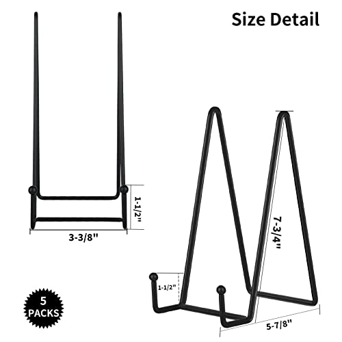IBosins 5-Pack 8-Inch Plate Holder Display Stands Black Metal Frame Stand | Large Stand for Picture, Book, Photo, Easel, Creation, Collectibles - color: Black, size: 8 Inch