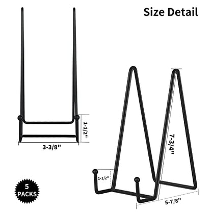 IBosins 5-Pack 8-Inch Plate Holder Display Stands Black Metal Frame Stand | Large Stand for Picture, Book, Photo, Easel, Creation, Collectibles - color: Black, size: 8 Inch