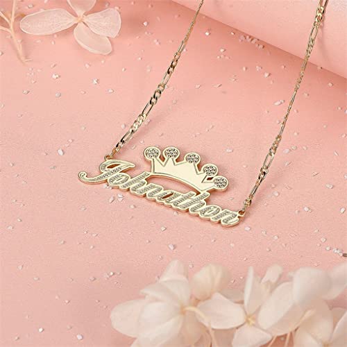 Custom Name Necklace Double Plated Name Necklace Personalized Name Plate Necklaces Name Necklaces for Women 18k Gold Plated Nameplate Pendant - color: Style 13