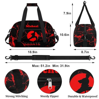 Personalized Martial Art Bag Duffel Bag for Girls, Custom Taekwondo Karate Bag Overnight Bags for Travel Weekender Practice Karate - color: Option 11