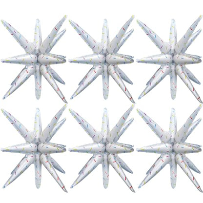 6 Pcs Color Dots Star Foil Balloons One-Piece 14-Pointed Star Balloon 4D Starburst Cone Mylar Balloon 22inch Christmas Birthday Wedding Wedding Anniversary Party Supplies (Color Dots) - color: 22 Inches Color Dots