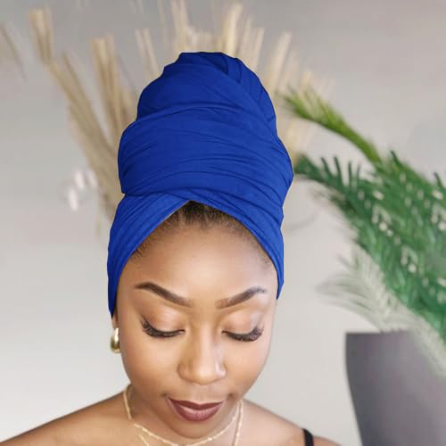Hijab Scarf for Women Soft Muslim Hijabs Head Wrap Scarves Fashion Long Hair Shawls Stretchy Muslin Headscarf - color: Royal Blue Hijab Scarf for Women