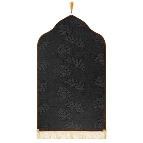 haozaikeji Muslim Prayer Rug Islamic Turkish Prayer Mat Thick Soft Janamaz Sajada Rug Praying Carpet for Ramadan Eid Travel - color: Brown, size: M 19.69*35.43 inch (50*90cm)