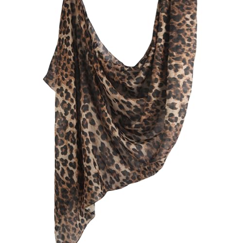 ZGMYC Watercolour Floral Printed Hijab Scarf for Women Soft Modal Cotton Instant Hijab Head Wraps Shawls Long Scarves - color: Brown Leopard Print