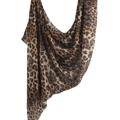 ZGMYC Watercolour Floral Printed Hijab Scarf for Women Soft Modal Cotton Instant Hijab Head Wraps Shawls Long Scarves - color: Brown Leopard Print