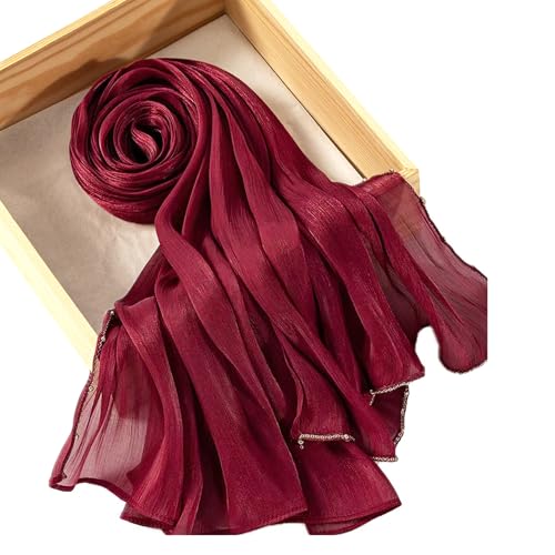 Shimmer Party Hijab, Lightweight Stylish Hijab Scarf for Women - color: Wine Red