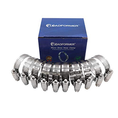 2.75 inch Worm Gear Hose Clamp Stainless Steel: 59mm - 81mm,10 Pack | ROADFORMER 2.75 hose clamp SAE 44, 1/2" Band Width: smoothly install and precisely fit hose & pipe size - size: 2.75" Hose Clamp 59mm - 81mm (2.32" - 3.19")