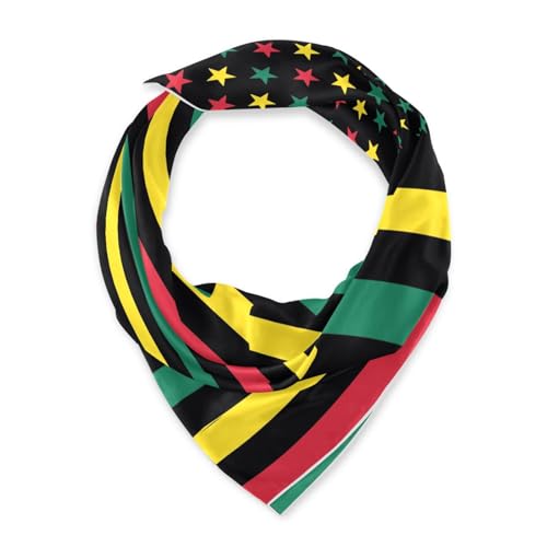 Bandana Square Head Scarf for Women Satin Hair Wrap Fashion Headband 27" - color: African American Flag