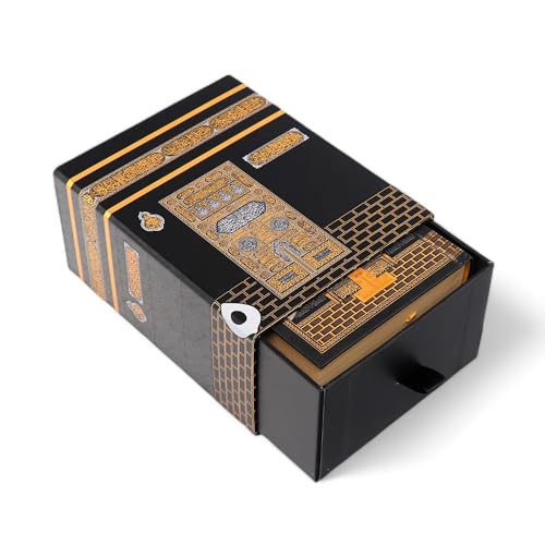 FURKAN Islamic Prayer Mat & Prayer Beads & Quran, Kaaba Drawer Gift Box(6x3.8x7.5″)