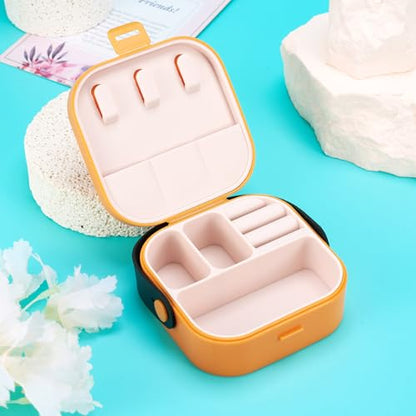 Silicone Jewelry Boxes Present Box,PU Leather Travel Jewelry Case,Mini Jewelry Box Travel Jewelry Box Jewelry Gift Boxes Necklaces Earrings Bracelets Boxes for Women,Orange - color: Orange