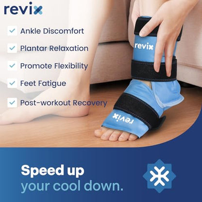 REVIX Ankle Ice Pack Wrap for Foot Pain Relief and Feet Injuries, Reusable Gel Ice Cold Packs for Achilles Tendonitis, Plantar Fasciitis, Sprained Ankles and Heels - style: Blue-Pack 1