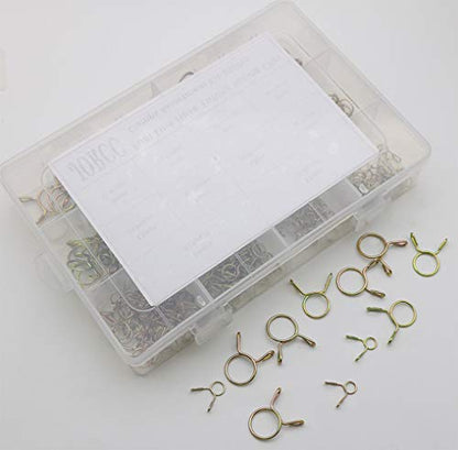 250 Pieces 10 Sizes Fuel Line Hose Tubing Spring Clips Clamps Assortment Kit for Motorcycle Scooter ATV, 5-14mm