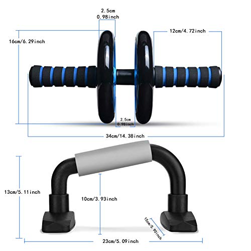 Odoland 4-in-1 AB Wheel Roller Kit AB Roller Pro with Push-Up Bar, Jump Rope and Knee Pad - Perfect Abdominal Core Carver Fitness Workout for Abs - Home Gym Workout