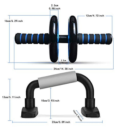Odoland 4-in-1 AB Wheel Roller Kit AB Roller Pro with Push-Up Bar, Jump Rope and Knee Pad - Perfect Abdominal Core Carver Fitness Workout for Abs - Home Gym Workout