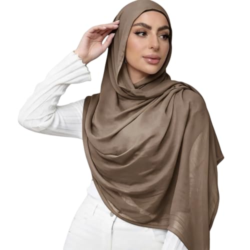 Viscose Hijab Scarf for Women Muslim Cotton Jersey Hijab Fashion Long Scarf Shawls - color: Khaki