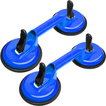 Heavy Duty Suction Cups - Aluminum Vacuum Handle Glass & Tile Lifter - Ergonomic, Reliable Suction for Lifting Large Glass, Tile, Marble, Floor, Dent Puller (2 Pack Blue) - color: Blue