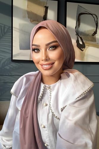 Instant Hijab Scarf for Women – Soft, No-Iron, No-Pins, Ready-to-Wear Hijab – Stretchy & Lightweight Polyester Fabric - color: C4 Lilac