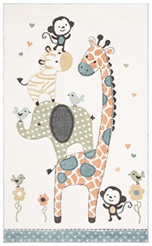 SAFAVIEH Carousel Kids Collection Accent Rug - 2' x 3', Ivory, Animal Design, Non-Shedding & Easy Care, Ideal for High Traffic Areas for Boys & Girls in Playroom, Nursery, Bedroom (CRK120A) - color: Ivory, size: 2' x 3' (Rectangular)
