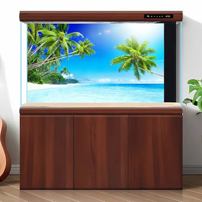 SandBeach Fish Tank Background Tropical Ocean Paradise Island Aquarium Background Sea Beach Seascape Terrarium Backgrounds Sunray Blue Sky Seacoast Ocean Sea Waves Reptile Tank Backgrounds 24x16in - color: Blue_Green, size: 24(W)x16(H)inches/ 60(W)*40cm(H